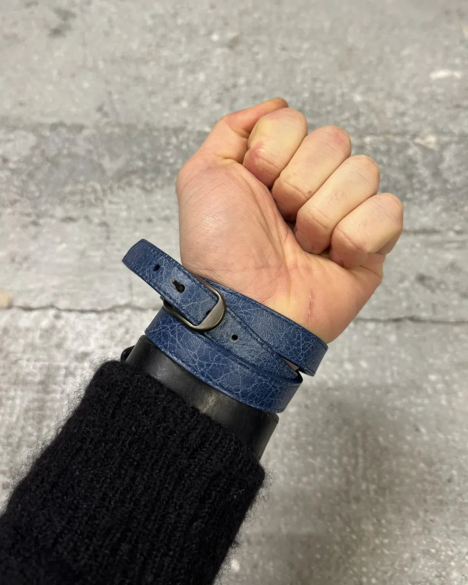 Balenciaga Blue Leather City Armband Bracelet (OS) 2