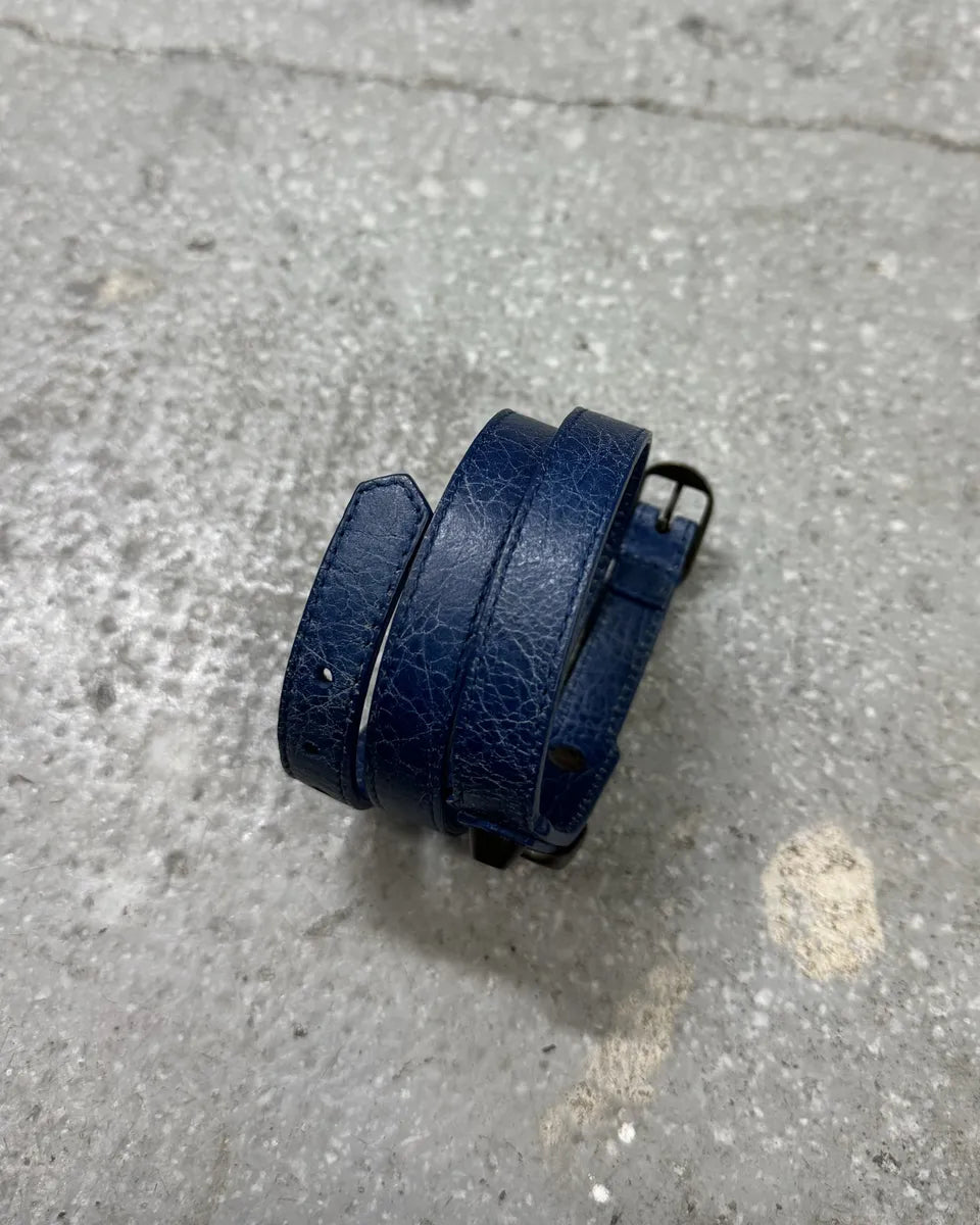 Balenciaga Blue Leather City Armband Bracelet (OS) 3