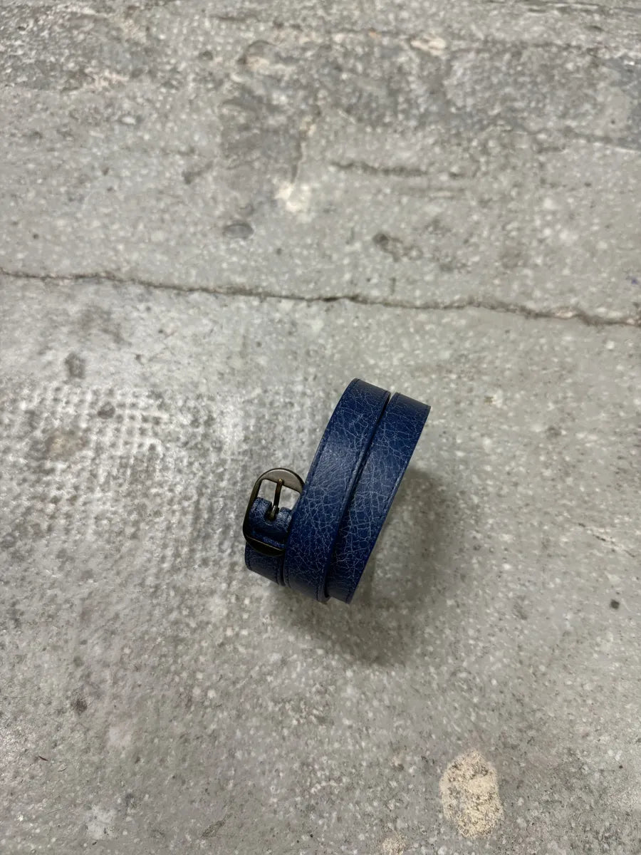 Balenciaga Blue Leather City Armband Bracelet (OS) 5
