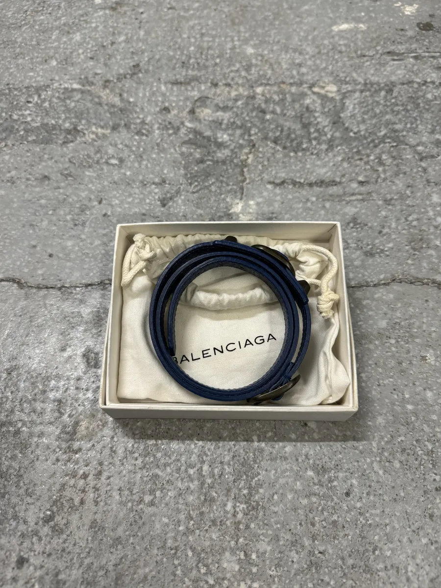 Balenciaga Blue Leather City Armband Bracelet (OS) 7