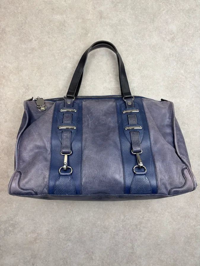 2000s Balenciaga Eroded Blue Leather Handle Bag LyJolhY 8
