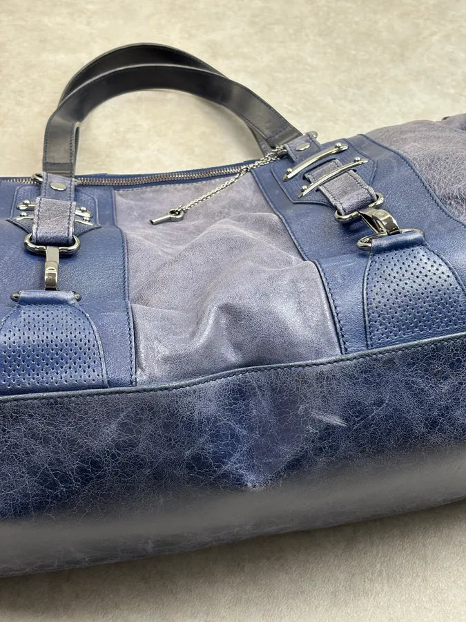 2000s Balenciaga Eroded Blue Leather Handle Bag LyJolhY 7