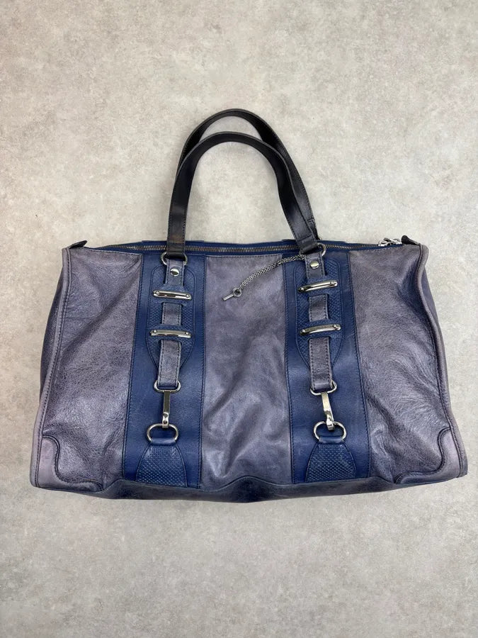 2000s Balenciaga Eroded Blue Leather Handle Bag LyJolhY 3