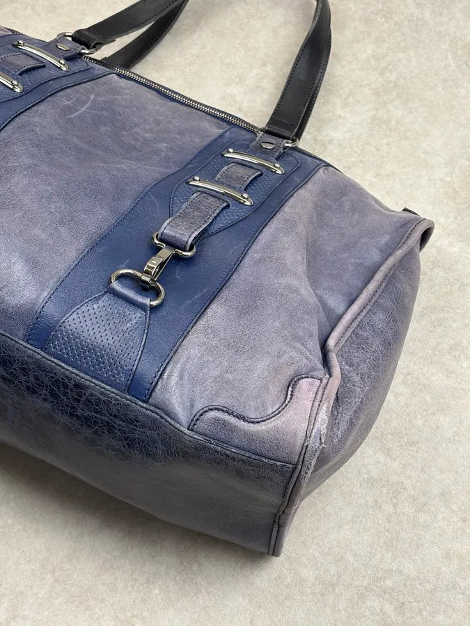 2000s Balenciaga Eroded Blue Leather Handle Bag LyJolhY 11