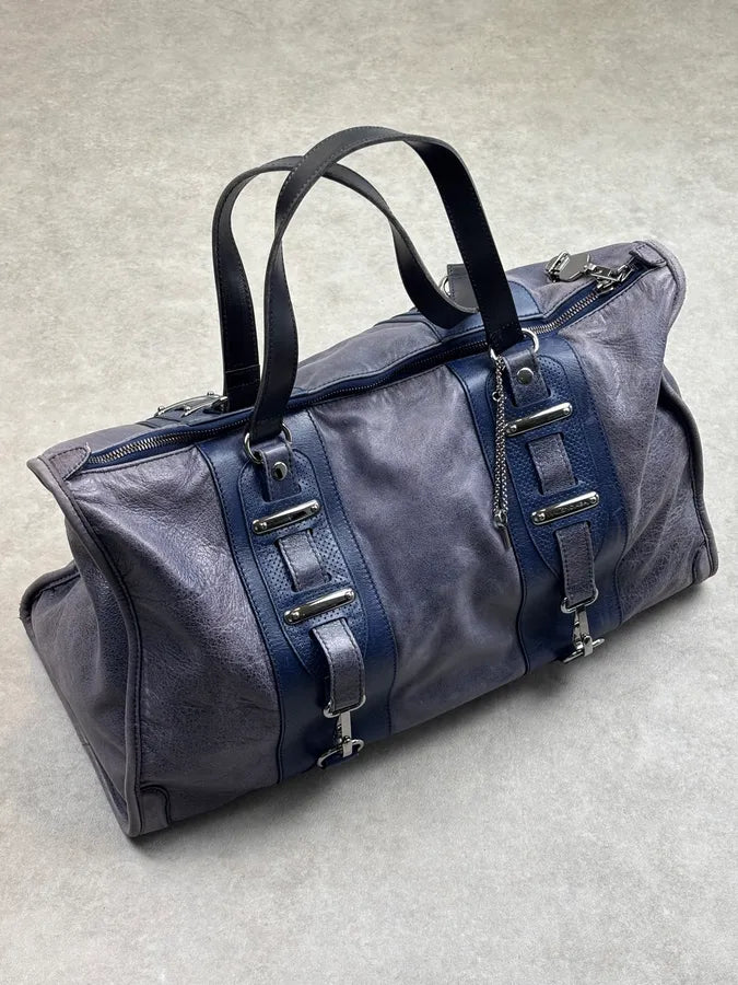 2000s Balenciaga Eroded Blue Leather Handle Bag LyJolhY 0