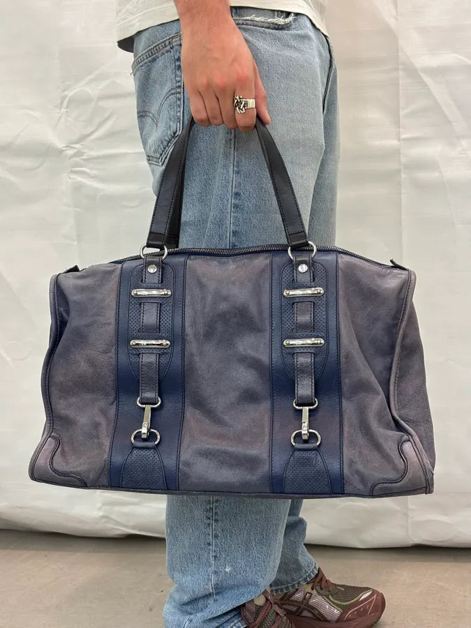 2000s Balenciaga Eroded Blue Leather Handle Bag LyJolhY 1