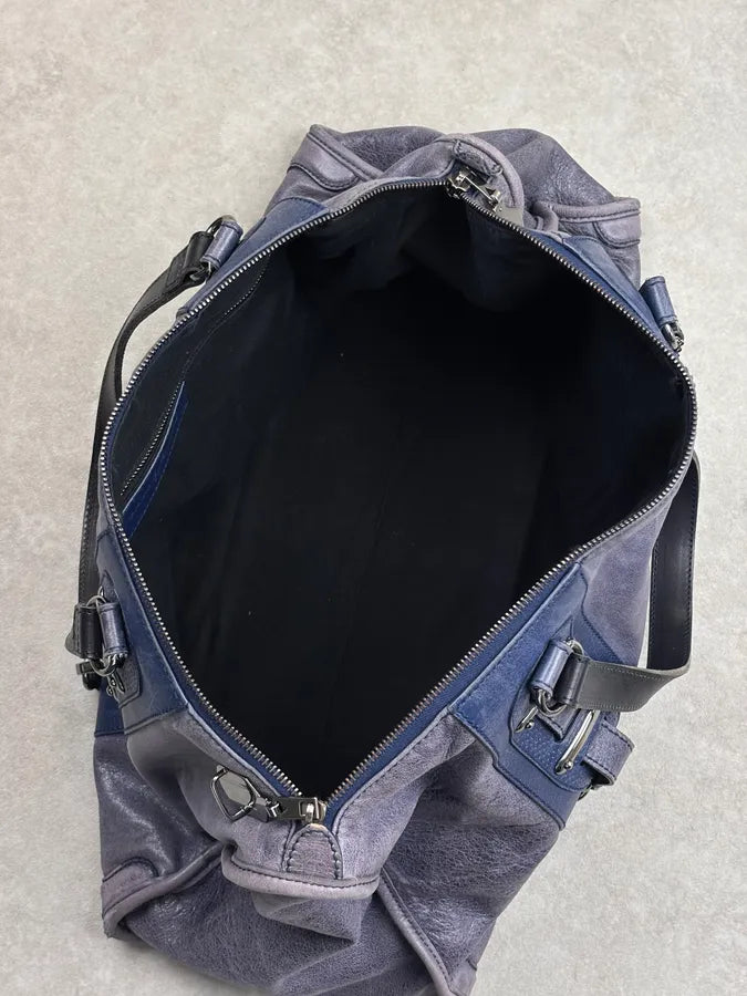 2000s Balenciaga Eroded Blue Leather Handle Bag LyJolhY 15