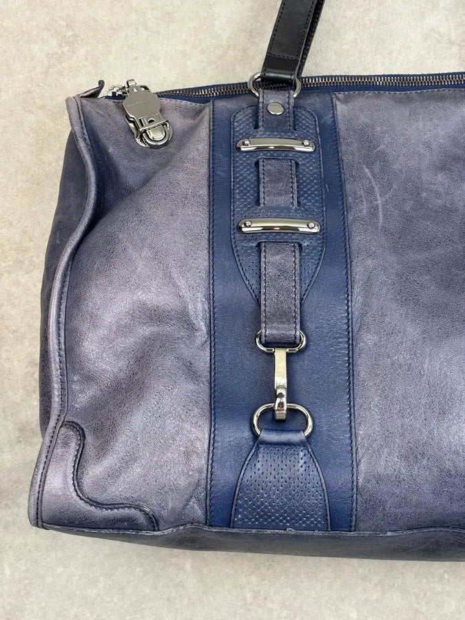 2000s Balenciaga Eroded Blue Leather Handle Bag LyJolhY 10
