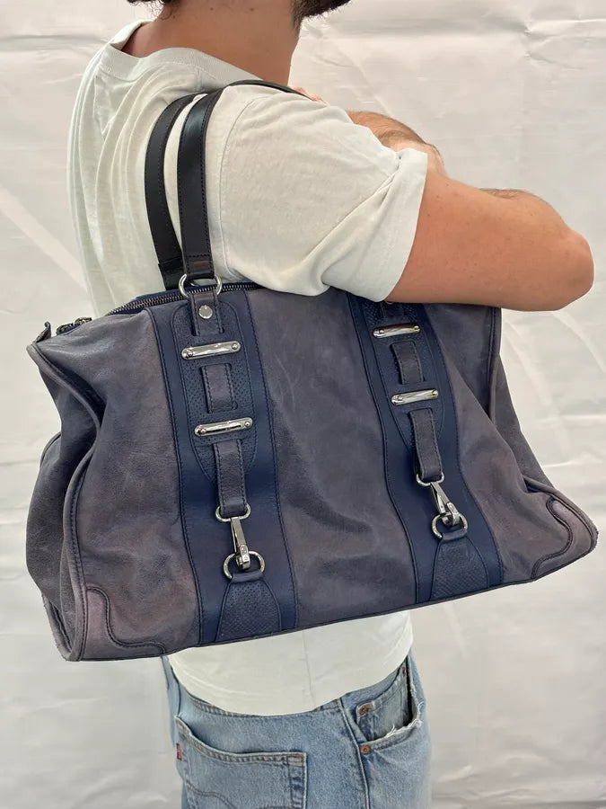 2000s Balenciaga Eroded Blue Leather Handle Bag LyJolhY 2