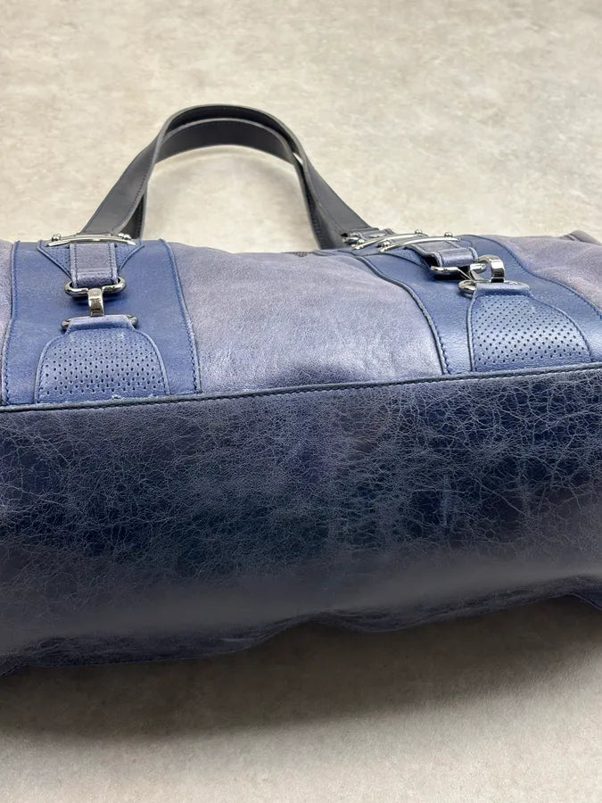 2000s Balenciaga Eroded Blue Leather Handle Bag LyJolhY 13