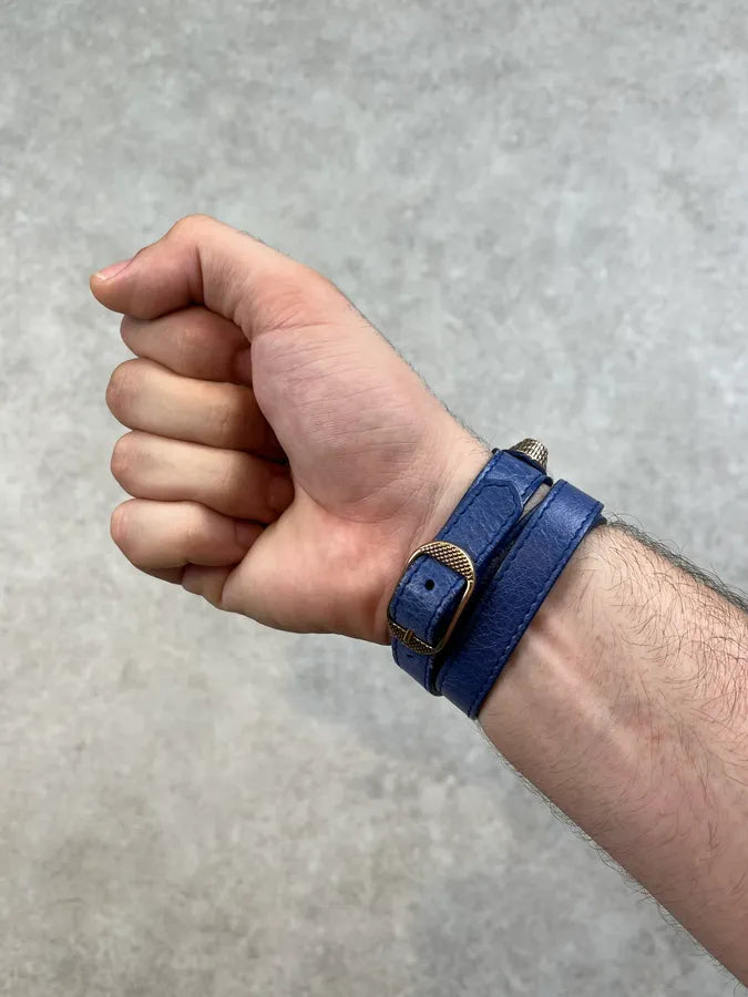 Balenciaga Blue Leather Studded Armband Bracelet CjrpXGc 2
