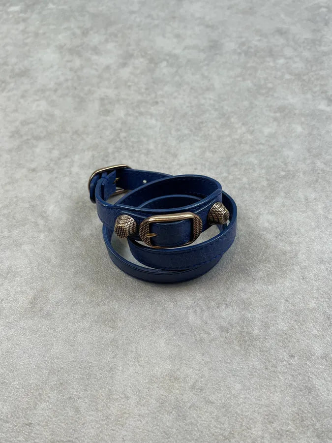 Balenciaga Blue Leather Studded Armband Bracelet CjrpXGc 3