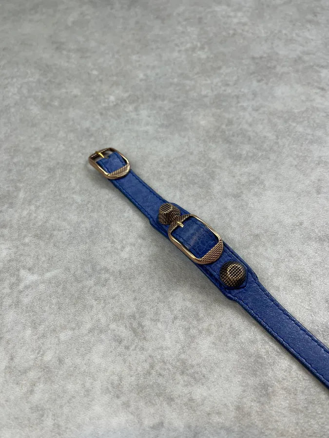 Balenciaga Blue Leather Studded Armband Bracelet CjrpXGc 5