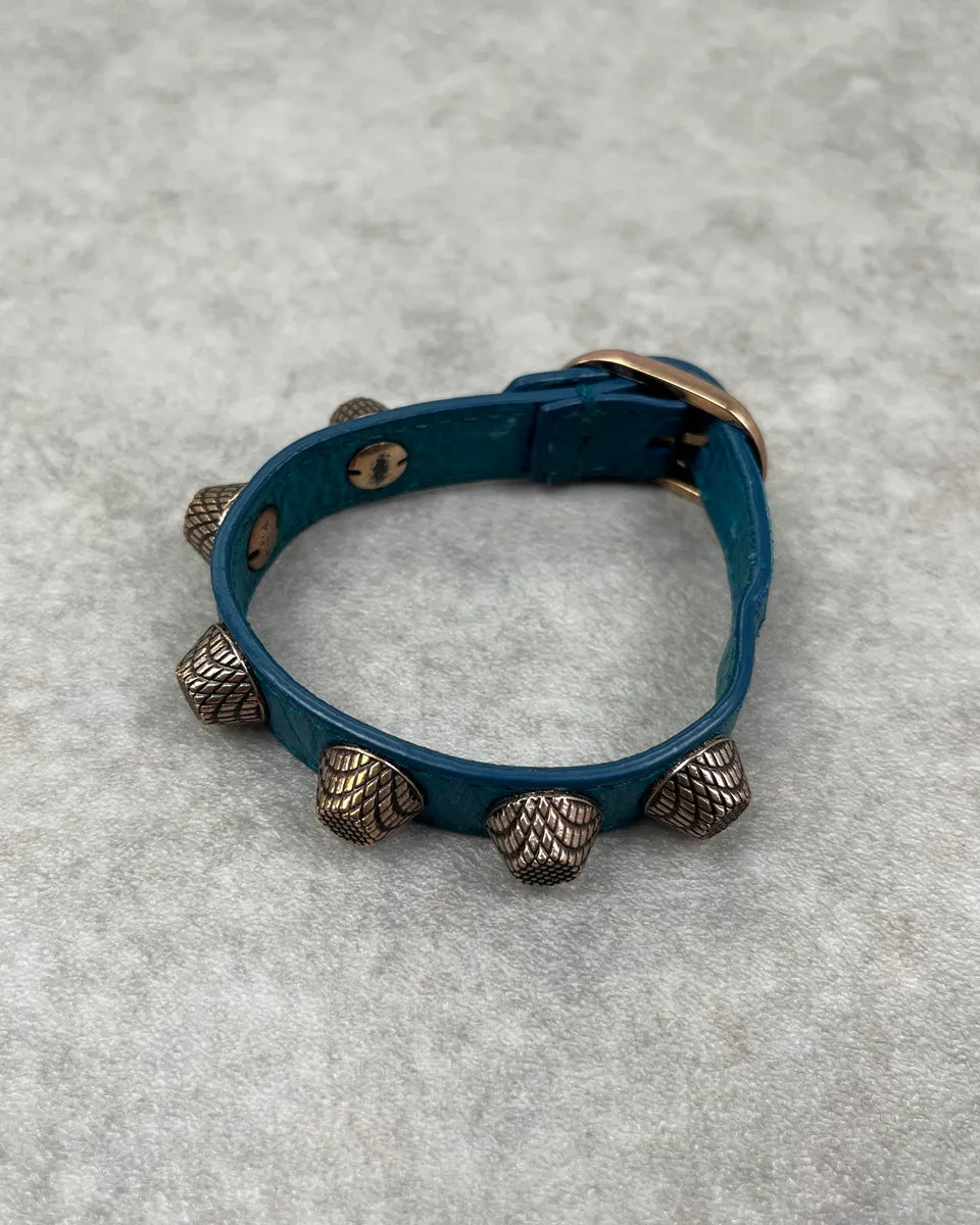 Balenciaga Blue Leather Studded Bracelet GZPKfKY 1