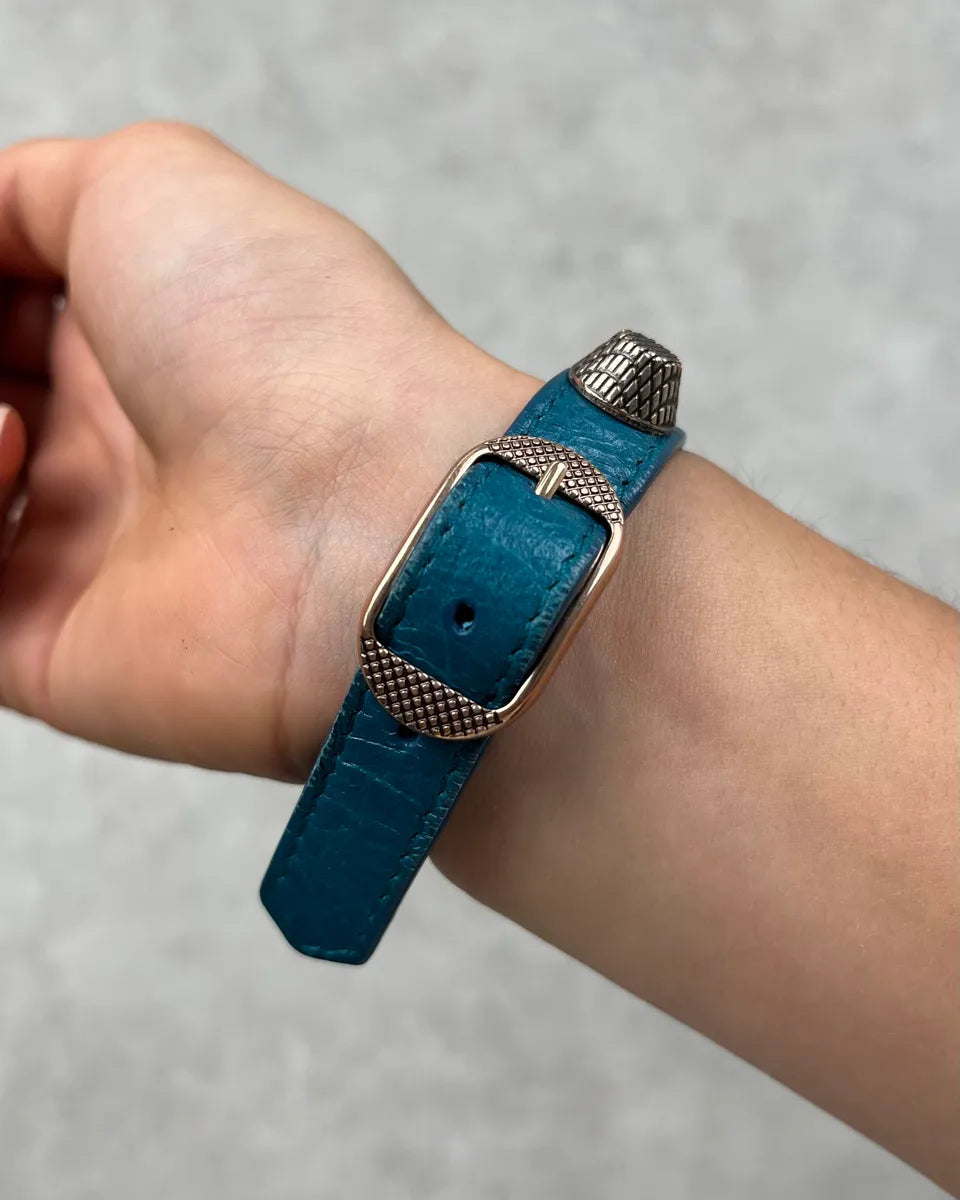 Balenciaga Blue Leather Studded Bracelet GZPKfKY 3