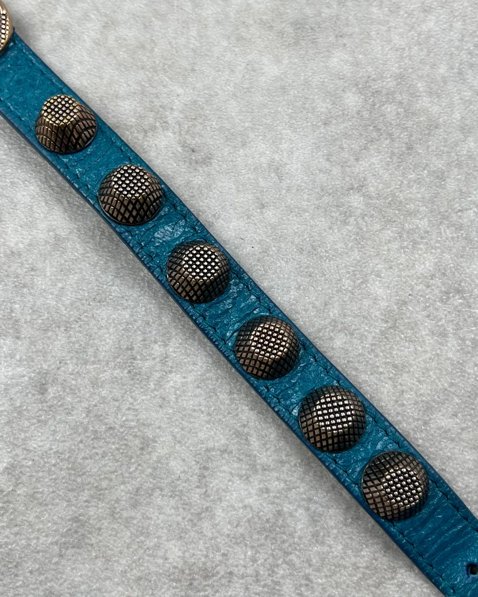 Balenciaga Blue Leather Studded Bracelet GZPKfKY 5