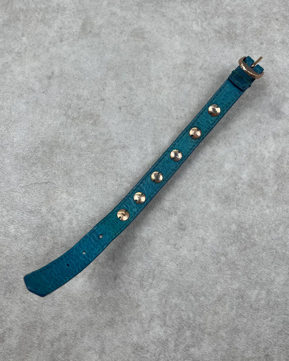 Balenciaga Blue Leather Studded Bracelet GZPKfKY 6