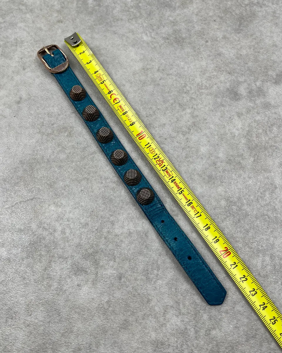 Balenciaga Blue Leather Studded Bracelet GZPKfKY 8
