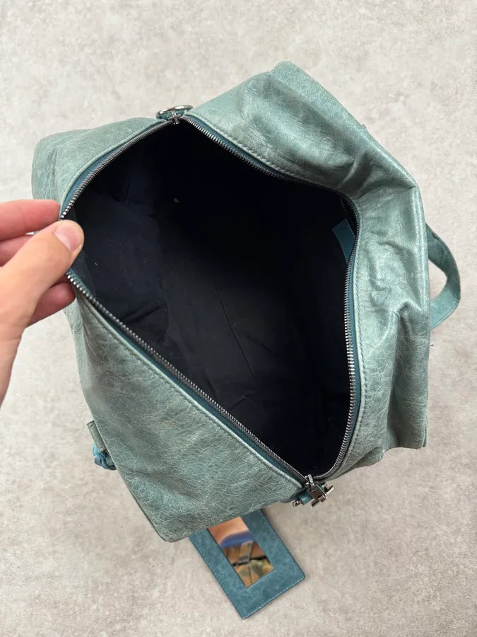 Balenciaga Blue Leather Perforated Hook Handle Bag GNdkIkz 13