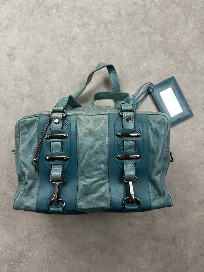 Balenciaga Blue Leather Perforated Hook Handle Bag GNdkIkz 1