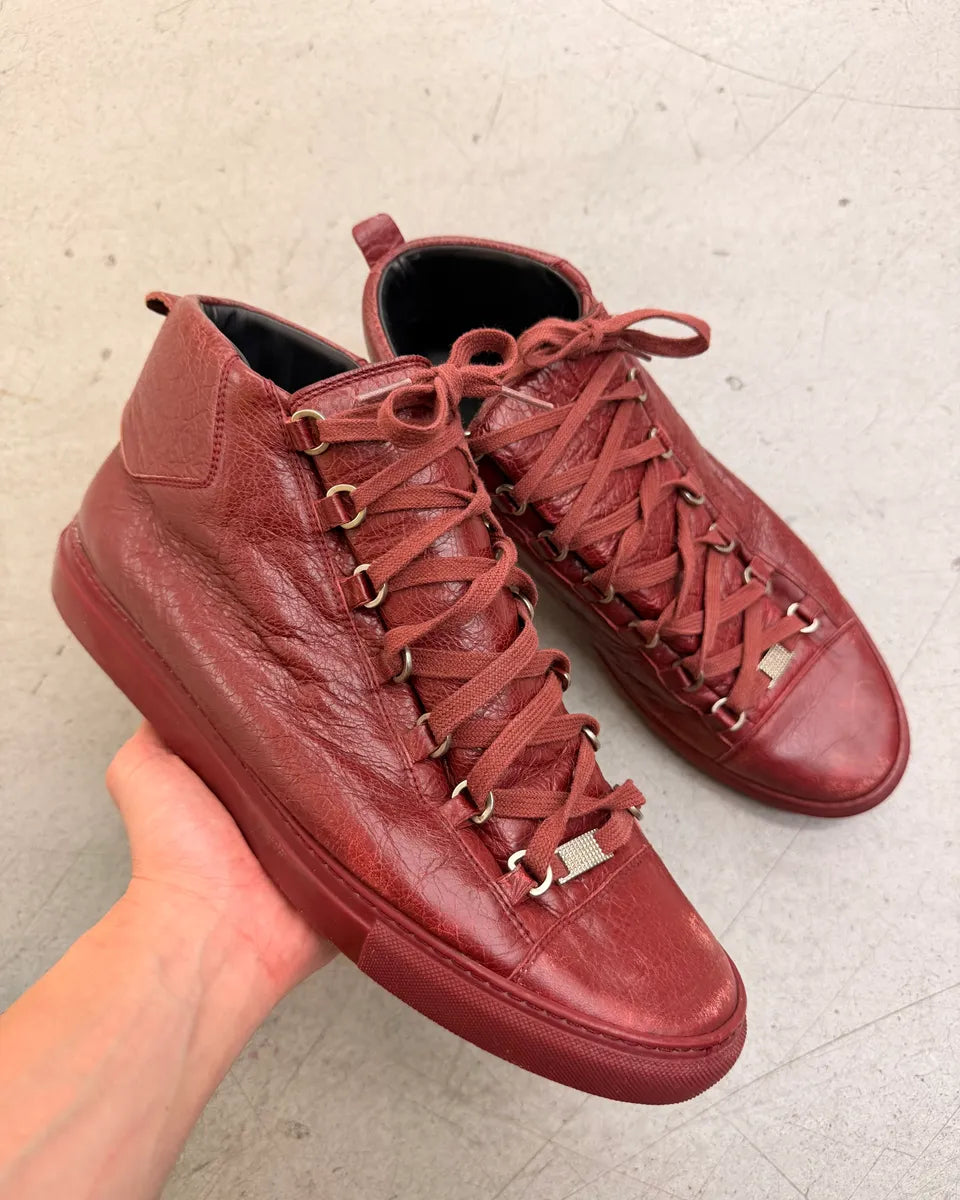Balenciaga Bordeaux Leather Arena Sneakers RfPermr 0
