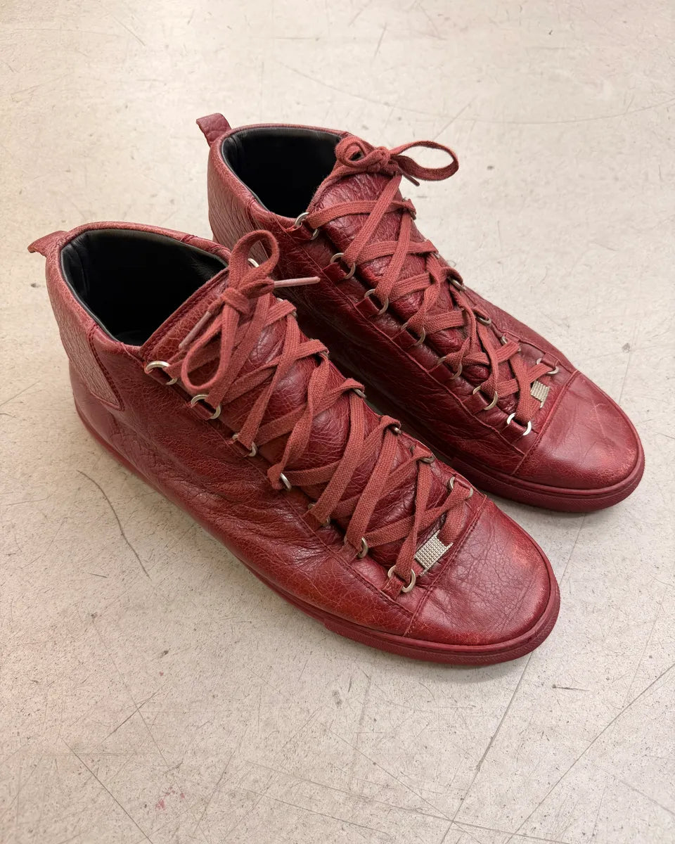 Balenciaga Bordeaux Leather Arena Sneakers RfPermr 1