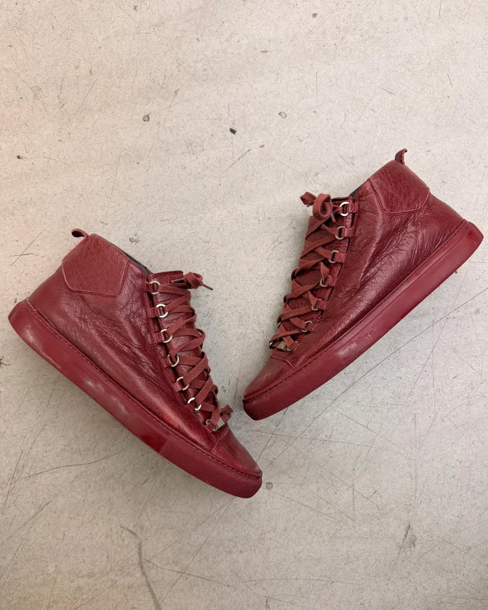 Balenciaga Bordeaux Leather Arena Sneakers RfPermr 3