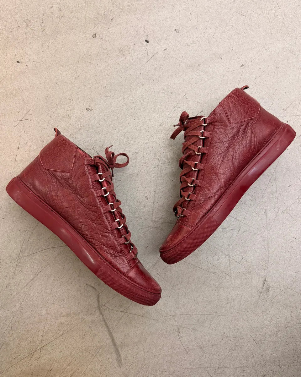 Balenciaga Bordeaux Leather Arena Sneakers RfPermr 4