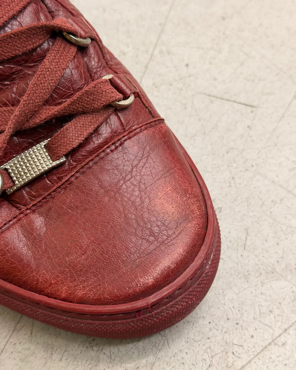 Balenciaga Bordeaux Leather Arena Sneakers RfPermr 5
