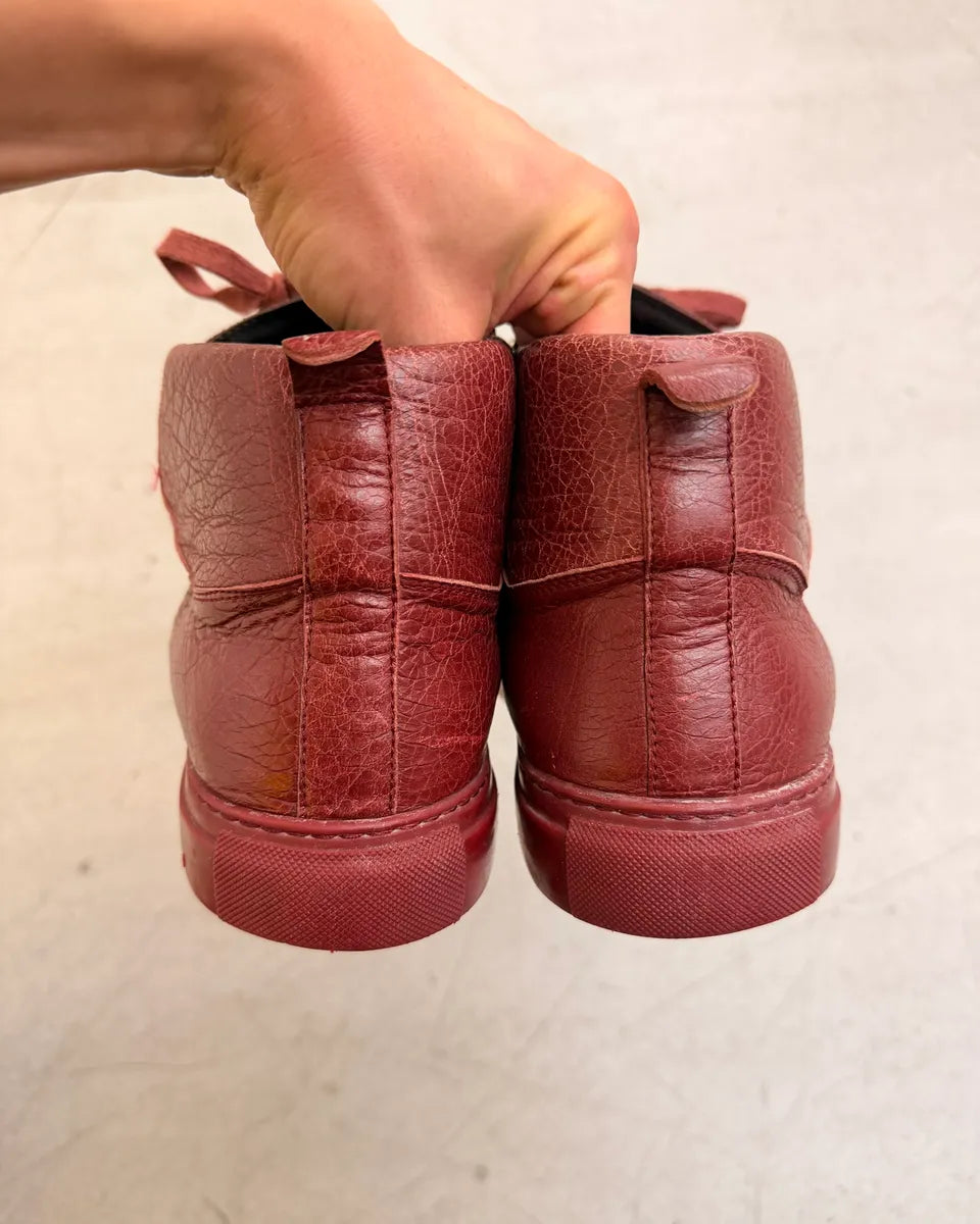 Balenciaga Bordeaux Leather Arena Sneakers RfPermr 6