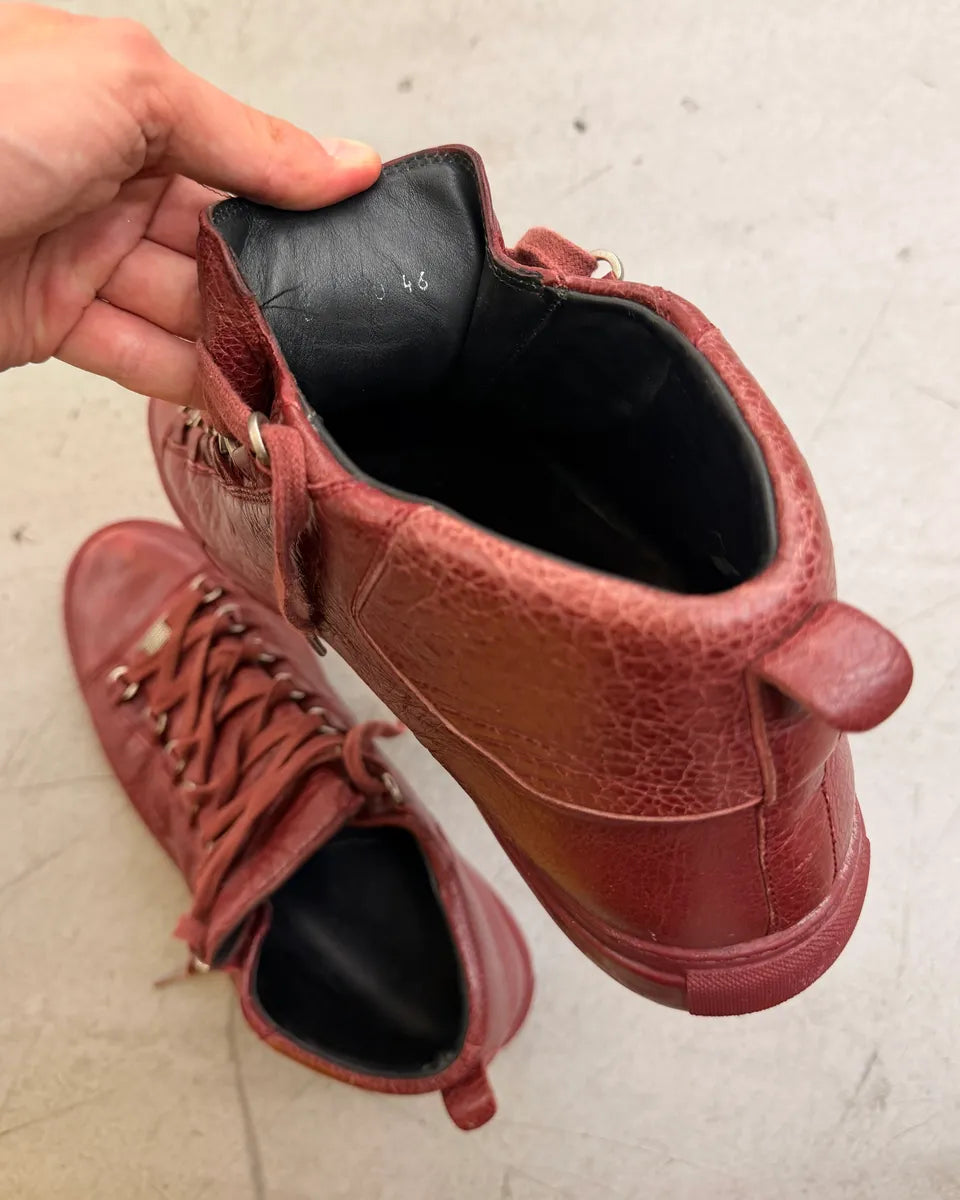 Balenciaga Bordeaux Leather Arena Sneakers RfPermr 8