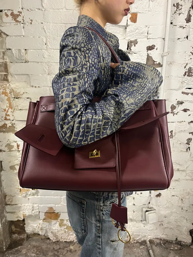 Balenciaga Bordeaux Leather Bell Air Handle Bag cNcgHHN 2