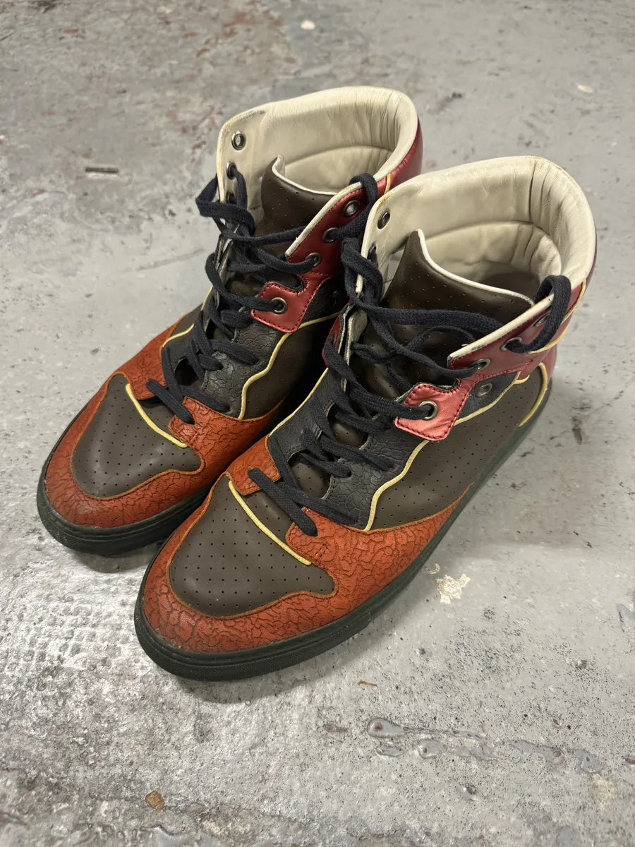 Balenciaga Brown & Orange Leather High Sneakers WETjECl 1