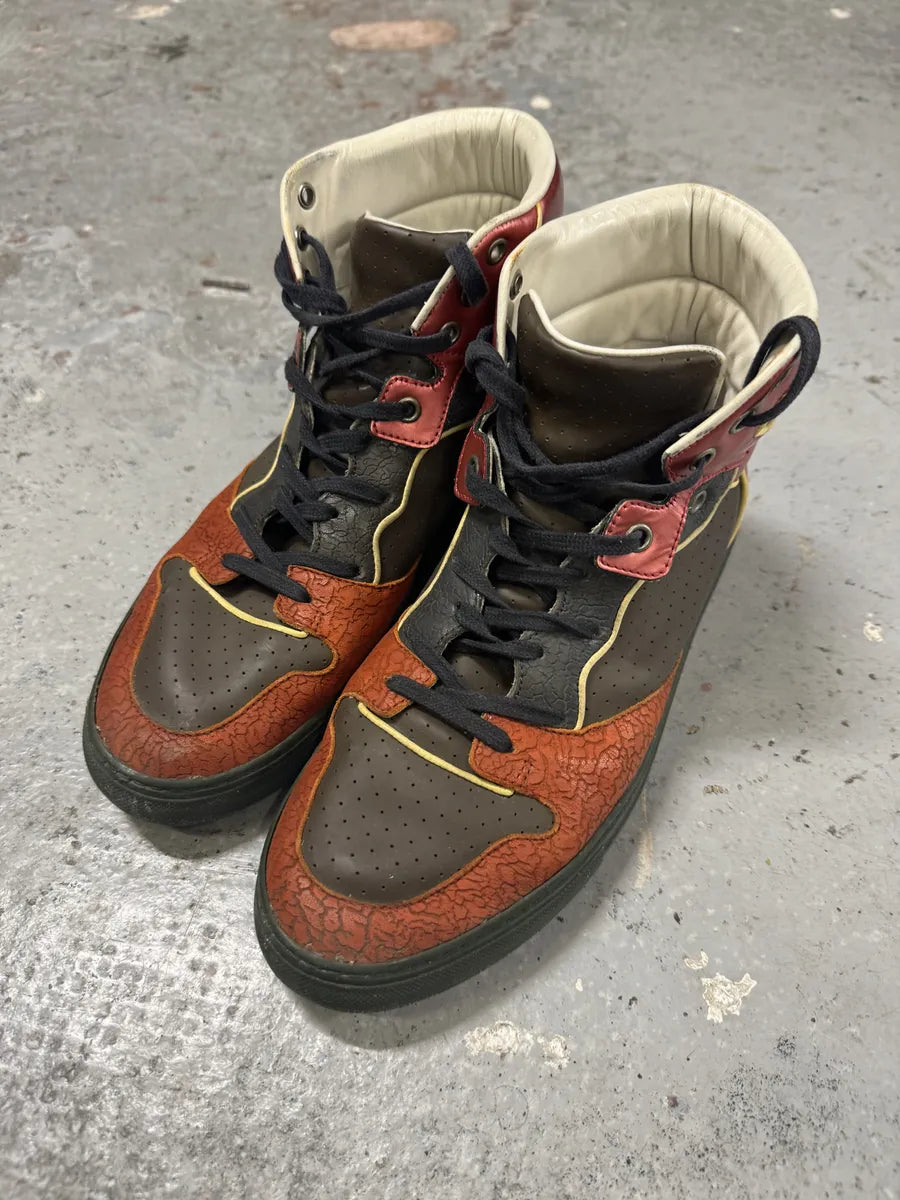 Balenciaga Brown & Orange Leather High Sneakers WETjECl 6