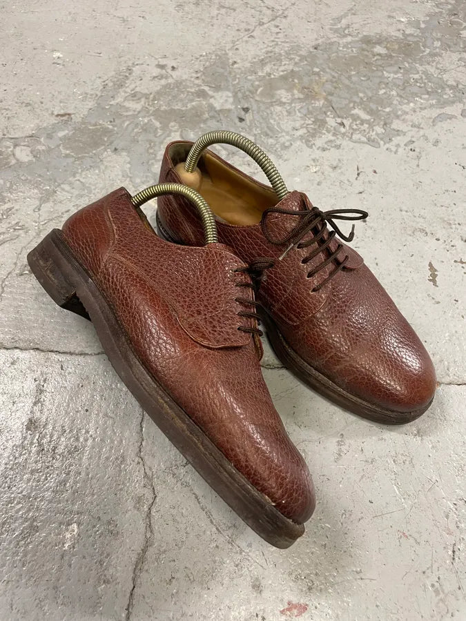 Balenciaga Brown Leather Derby Shoes vUHfcsy 4