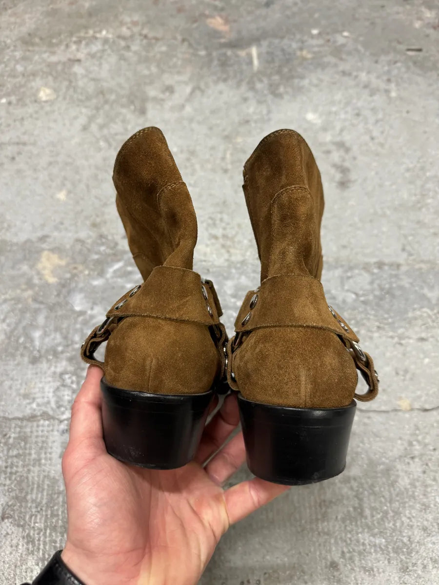 Balenciaga Brown Suede Leather Cowboy Biker Boots (42.5eu/us9) 2