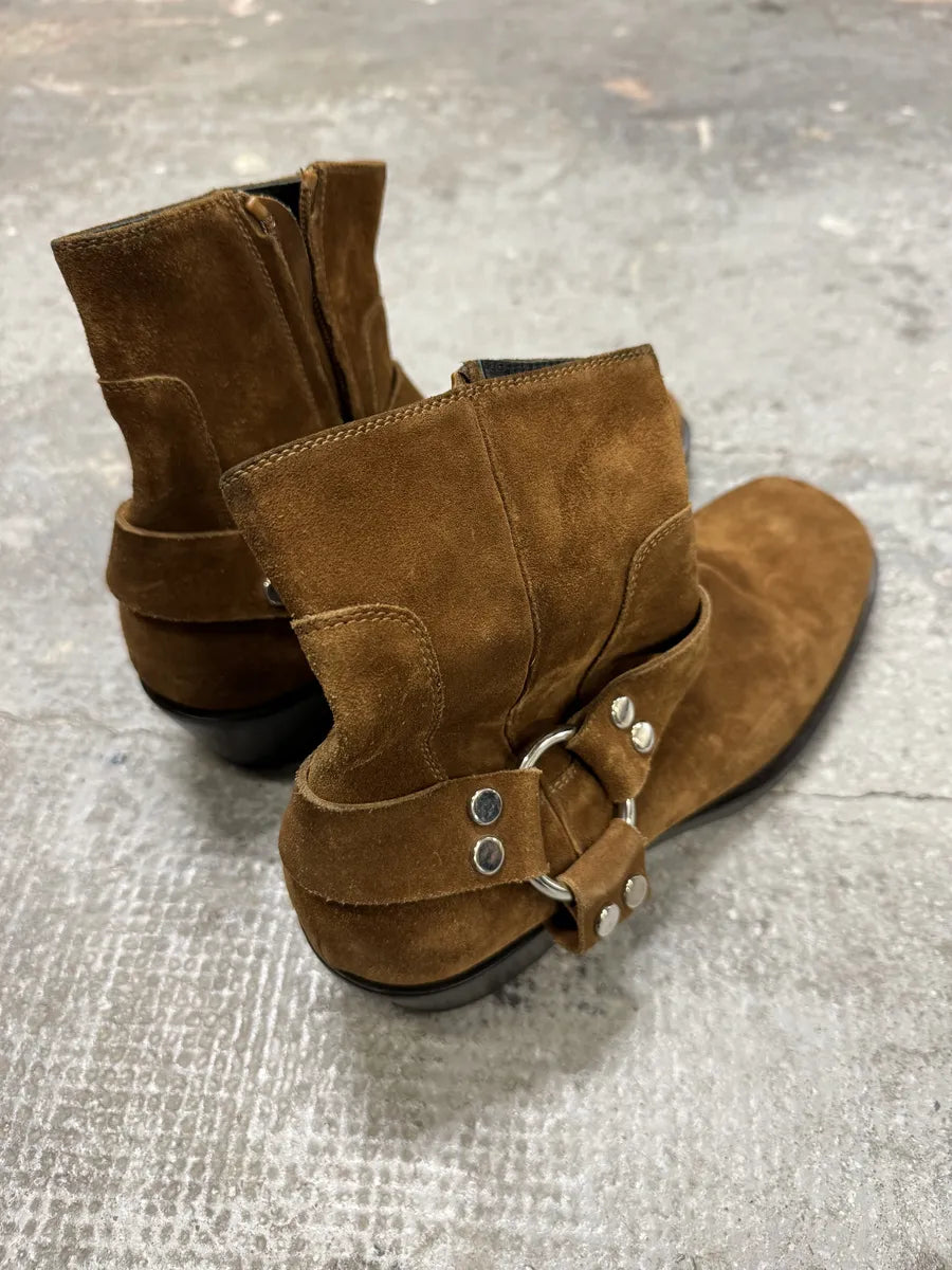 Balenciaga Brown Suede Leather Cowboy Biker Boots (42.5eu/us9) 4
