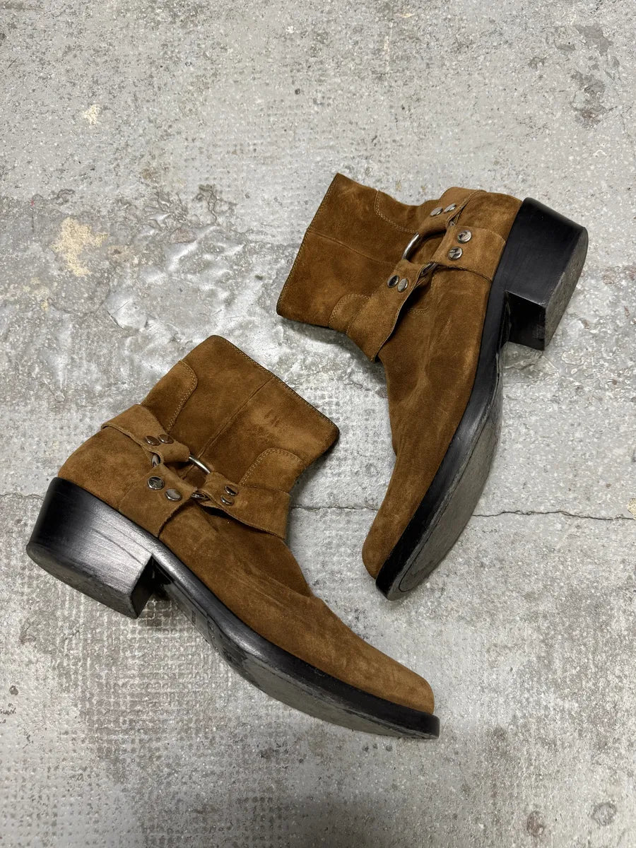 Balenciaga Brown Suede Leather Cowboy Biker Boots (42.5eu/us9) 7