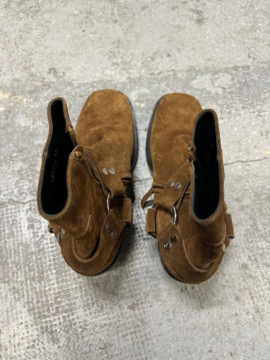 Balenciaga Brown Suede Leather Cowboy Biker Boots (42.5eu/us9) 8
