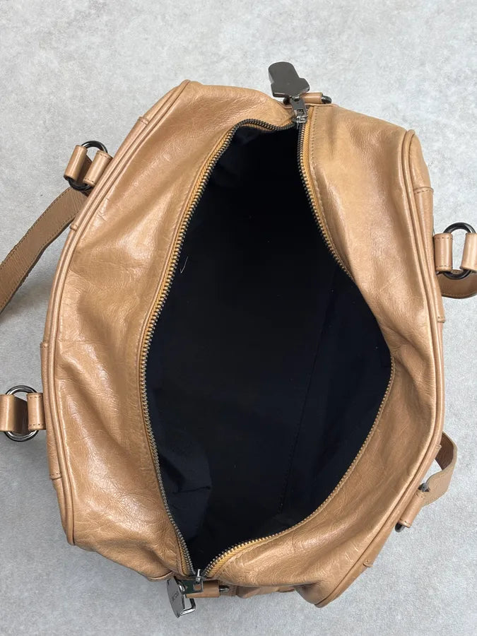 2000s Balenciaga Camel Leather Perforated Handle Bag aeFAkZg 16