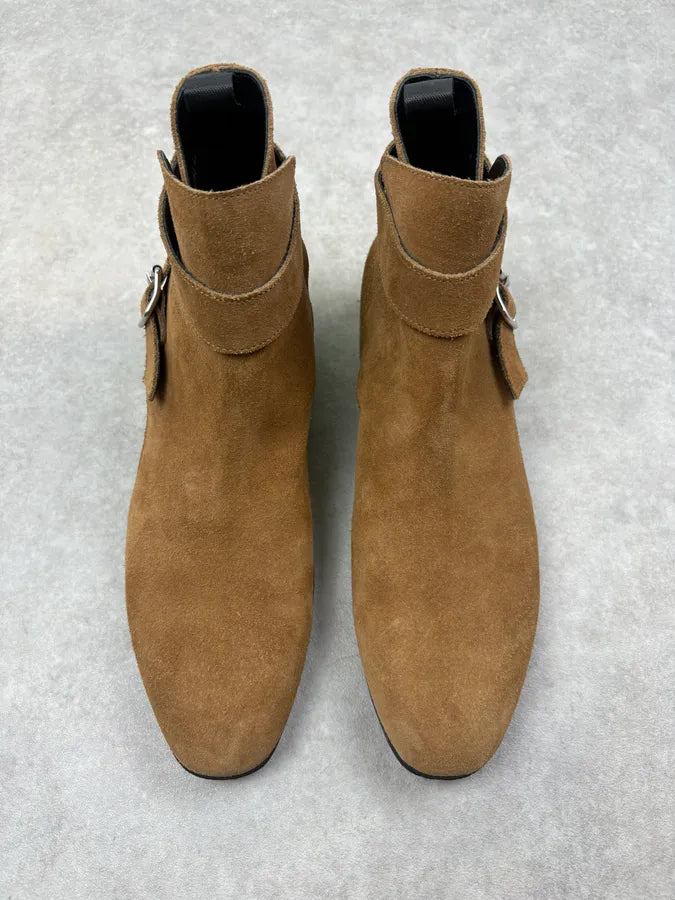 Balenciaga Camel Suede Buckle Chelsea Boots jQtJTLF 1