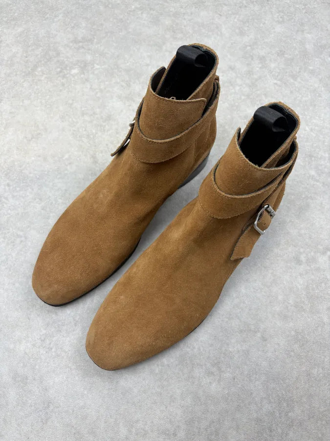 Balenciaga Camel Suede Buckle Chelsea Boots jQtJTLF 2