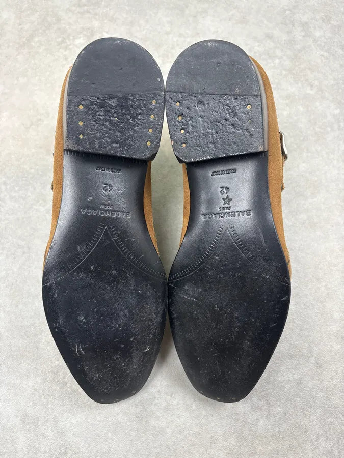 Balenciaga Camel Suede Buckle Chelsea Boots jQtJTLF 7