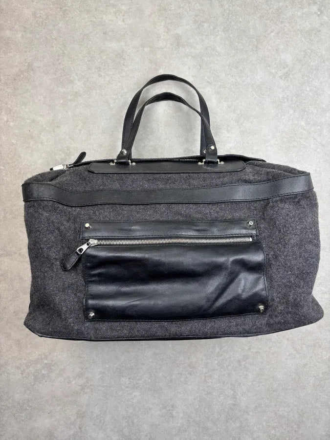 2000s Balenciaga Grey Wool Leather Multi-Pocket Handle Bag NKjfzEI 0