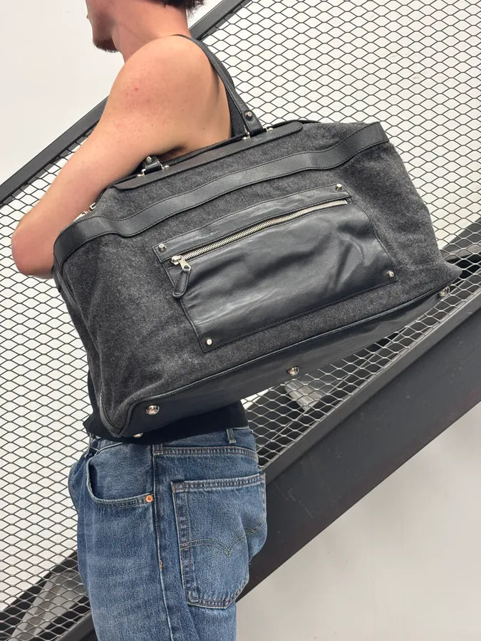 2000s Balenciaga Grey Wool Leather Multi-Pocket Handle Bag NKjfzEI 3
