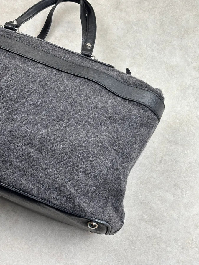2000s Balenciaga Grey Wool Leather Multi-Pocket Handle Bag NKjfzEI 11