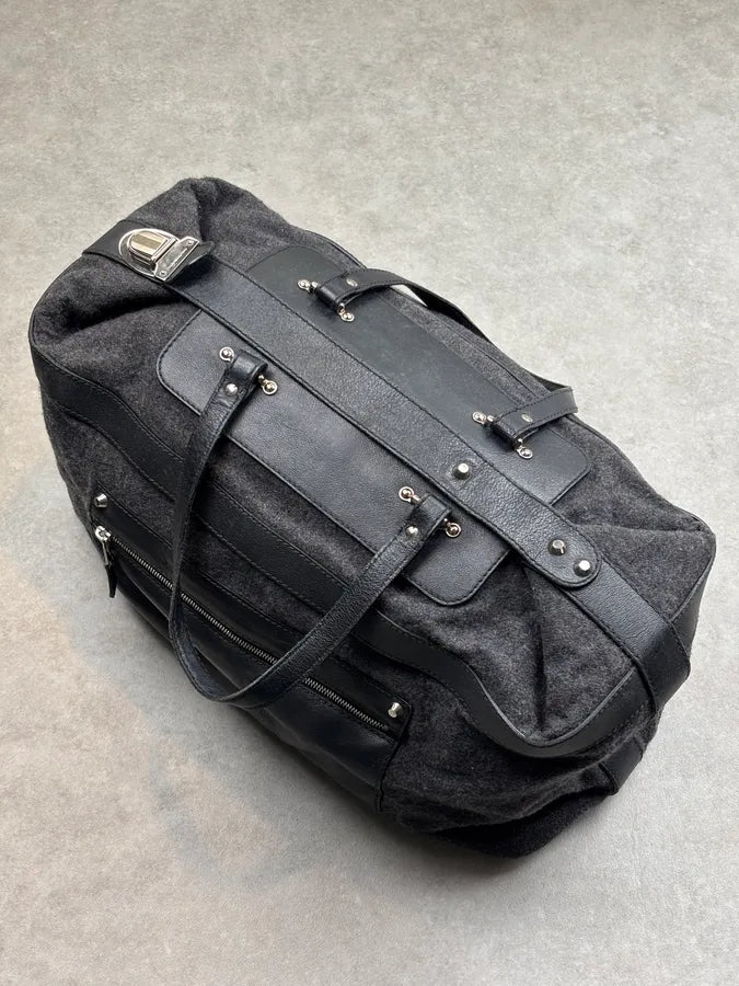 2000s Balenciaga Grey Wool Leather Multi-Pocket Handle Bag NKjfzEI 15