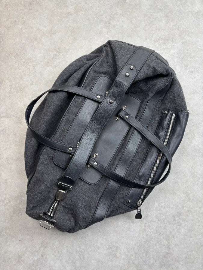 2000s Balenciaga Grey Wool Leather Multi-Pocket Handle Bag NKjfzEI 17