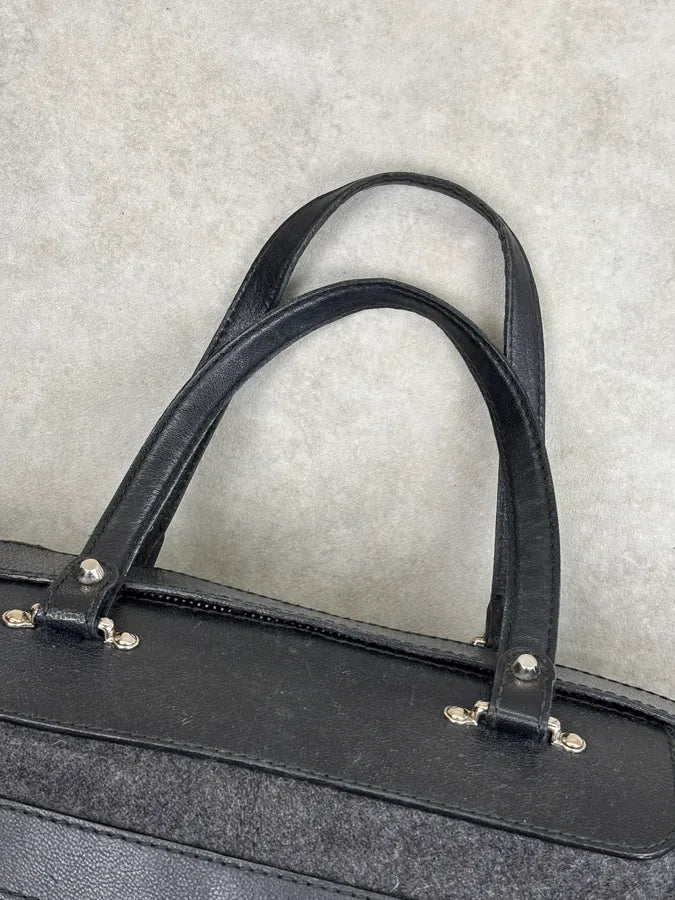 2000s Balenciaga Grey Wool Leather Multi-Pocket Handle Bag NKjfzEI 12