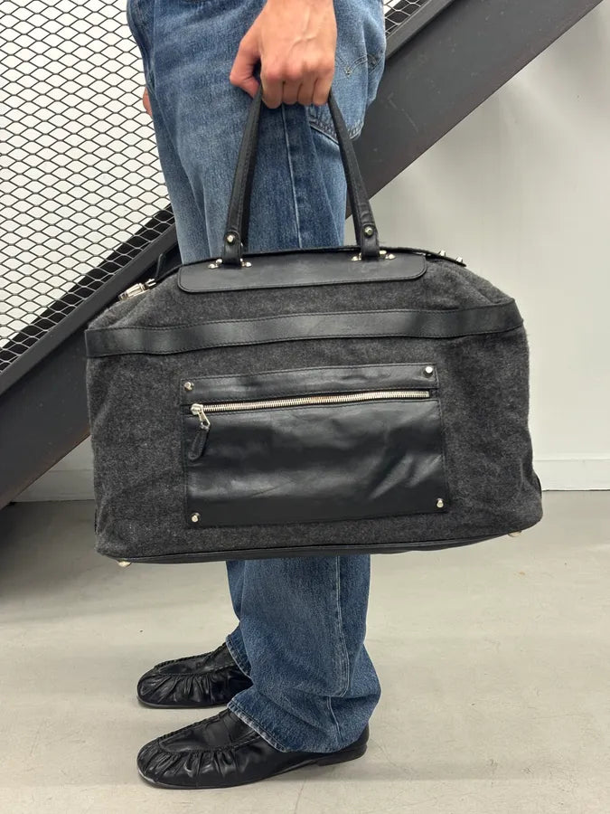2000s Balenciaga Grey Wool Leather Multi-Pocket Handle Bag NKjfzEI 2